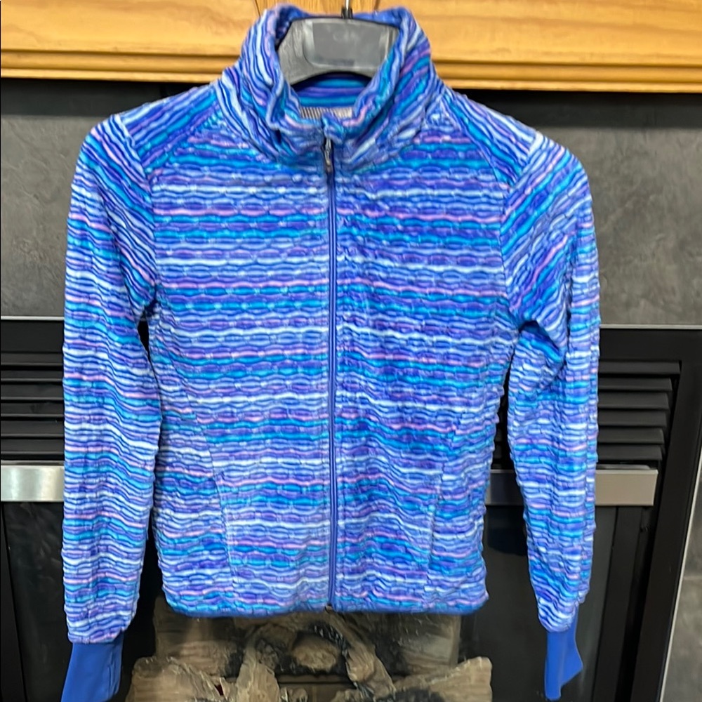 Triple Flip Blue and Purple Striped Zip-Up Jacket
